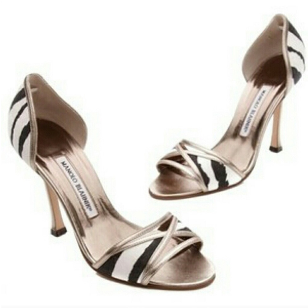 EUC Manolo Blahnik Gold Zebra heels